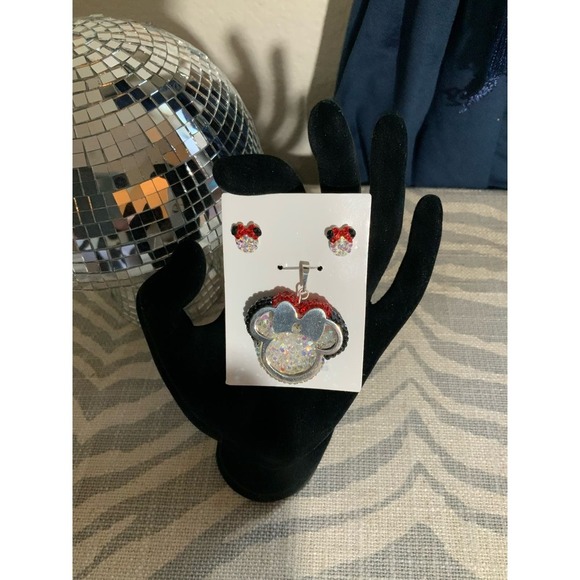 Sterling Silver 925 Minnie Mouse Charm Set with Crystals - Picture 2 of 6